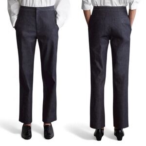 NWT COS Women's Straight Leg Fit Denim Chinos Pants Navy Blue High Rise Size 2